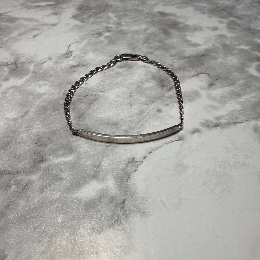 Vintage Sterling Silver Curb Link ID Bracelet